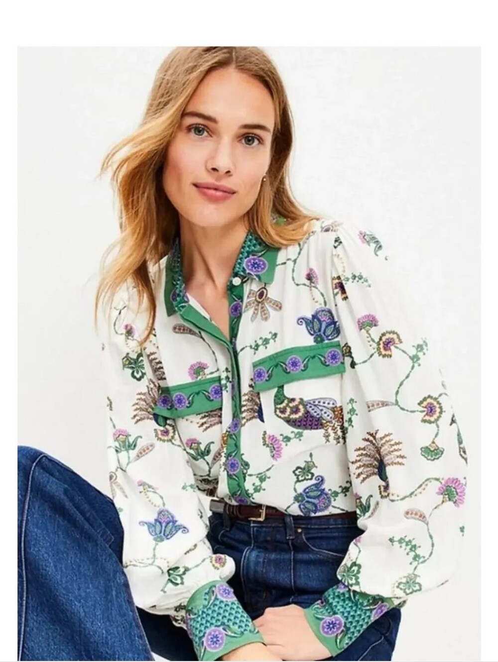 LOFT Pheasant Crepe Pocket Shirt